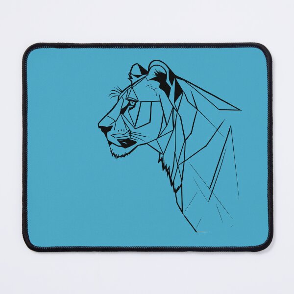 Item preview, Black Line Lioness Viking Blue BG designed and sold by DiscoGypsyFish.