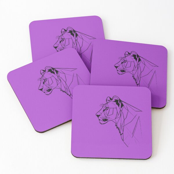 Item preview, Black Line Lioness Orchid Purple BG designed and sold by DiscoGypsyFish.