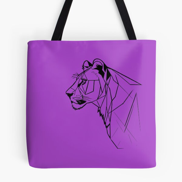 Item preview, Black Line Lioness Orchid Purple BG designed and sold by DiscoGypsyFish.