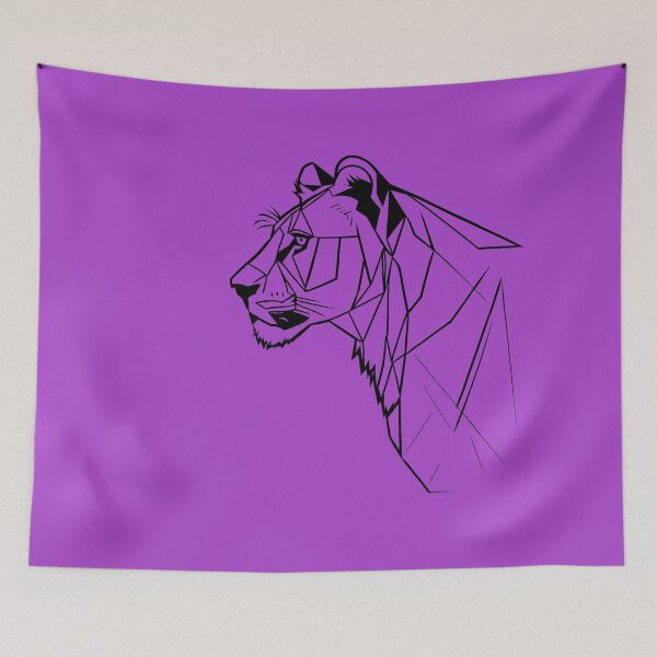 Item preview, Black Line Lioness Orchid Purple BG designed and sold by DiscoGypsyFish.