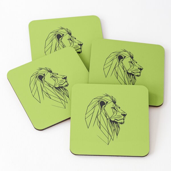 Item preview, Black Line Lion Atlantis Green BG designed and sold by DiscoGypsyFish.