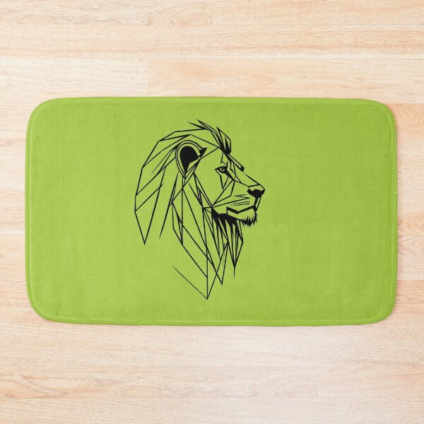 Item preview, Black Line Lion Atlantis Green BG designed and sold by DiscoGypsyFish.