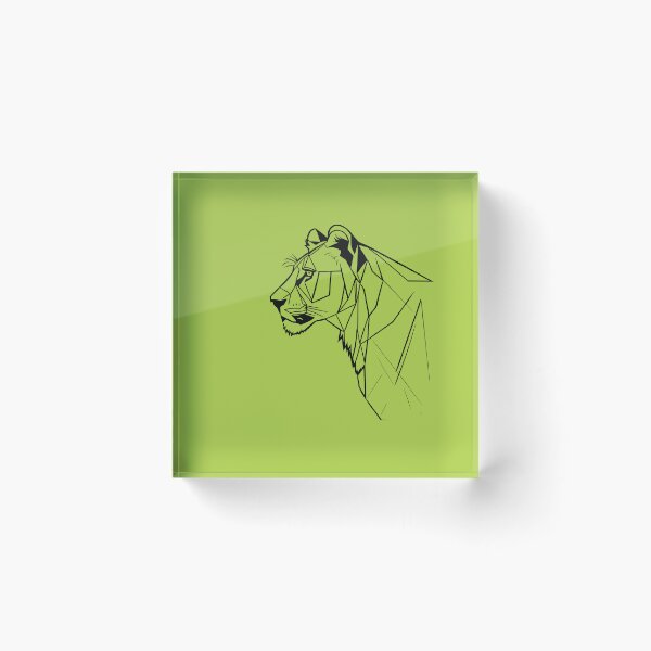 Item preview, Black Line Lioness Atlantis Green BG designed and sold by DiscoGypsyFish.