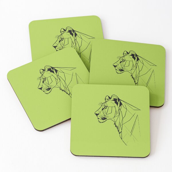 Item preview, Black Line Lioness Atlantis Green BG designed and sold by DiscoGypsyFish.
