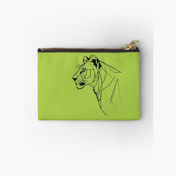 Item preview, Black Line Lioness Atlantis Green BG designed and sold by DiscoGypsyFish.