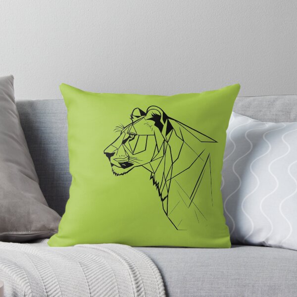 Item preview, Black Line Lioness Atlantis Green BG designed and sold by DiscoGypsyFish.