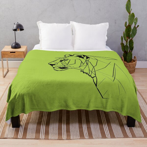 Item preview, Black Line Lioness Atlantis Green BG designed and sold by DiscoGypsyFish.