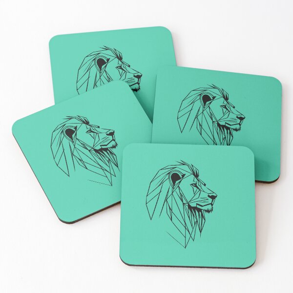Item preview, Black Line Lion Shamrock Turquoise BG designed and sold by DiscoGypsyFish.