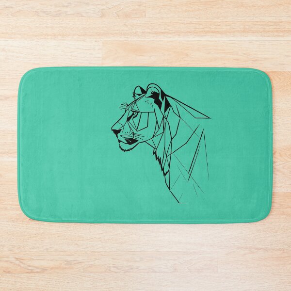 Item preview, Black Line Lioness Shamrock Turquoise BG designed and sold by DiscoGypsyFish.