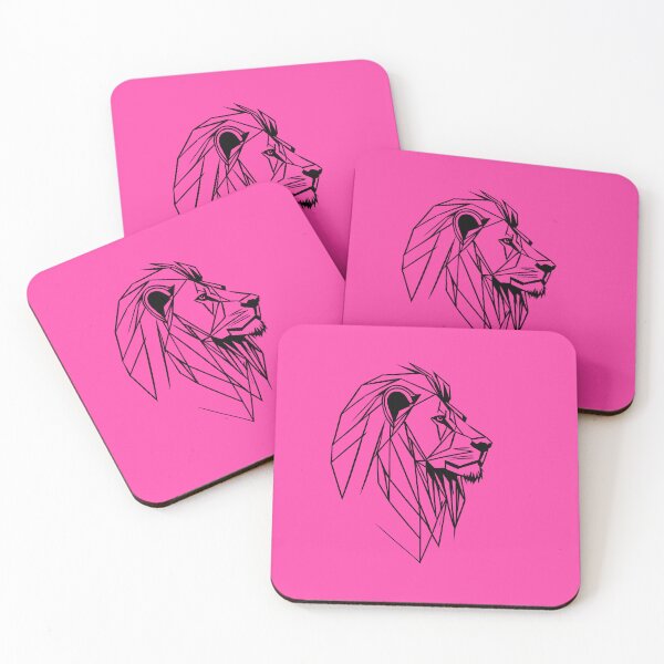 Item preview, Black Line Lion Rose Pink BG designed and sold by DiscoGypsyFish.