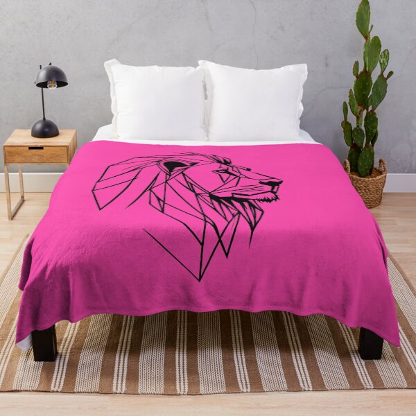 Item preview, Black Line Lion Rose Pink BG designed and sold by DiscoGypsyFish.