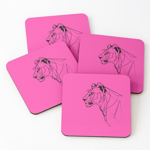 Item preview, Black Line Lioness Rose Pink BG designed and sold by DiscoGypsyFish.