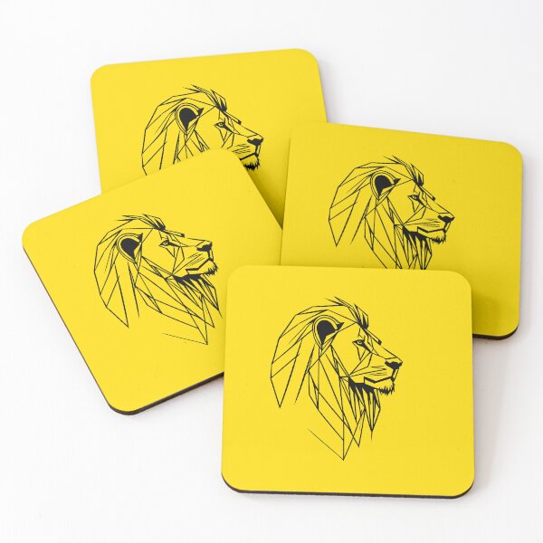 Item preview, Black Line Lion Yellow Gold BG designed and sold by DiscoGypsyFish.