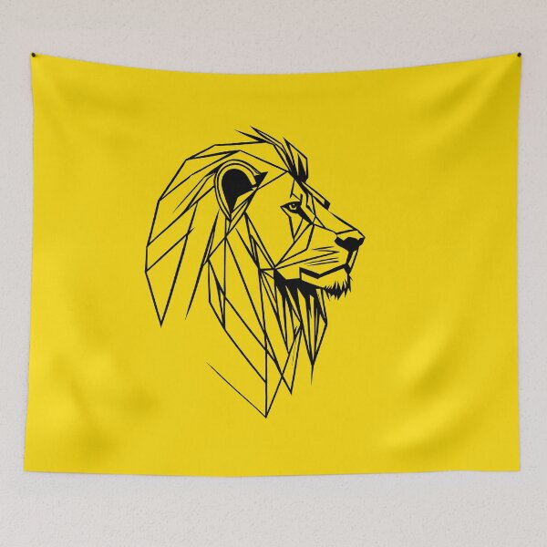 Item preview, Black Line Lion Yellow Gold BG designed and sold by DiscoGypsyFish.