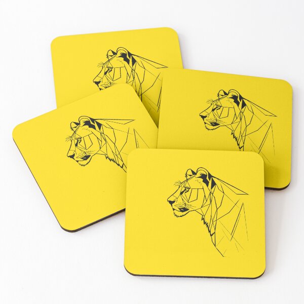 Item preview, Black Line Lioness Yellow Gold BG designed and sold by DiscoGypsyFish.