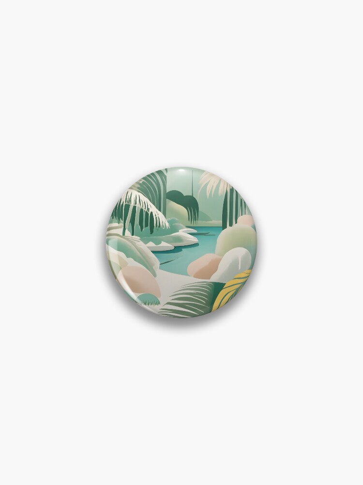 Thumbnail 1 of 3, Pin, Palm Landscape Drawing designed and sold by Patricks-Art.