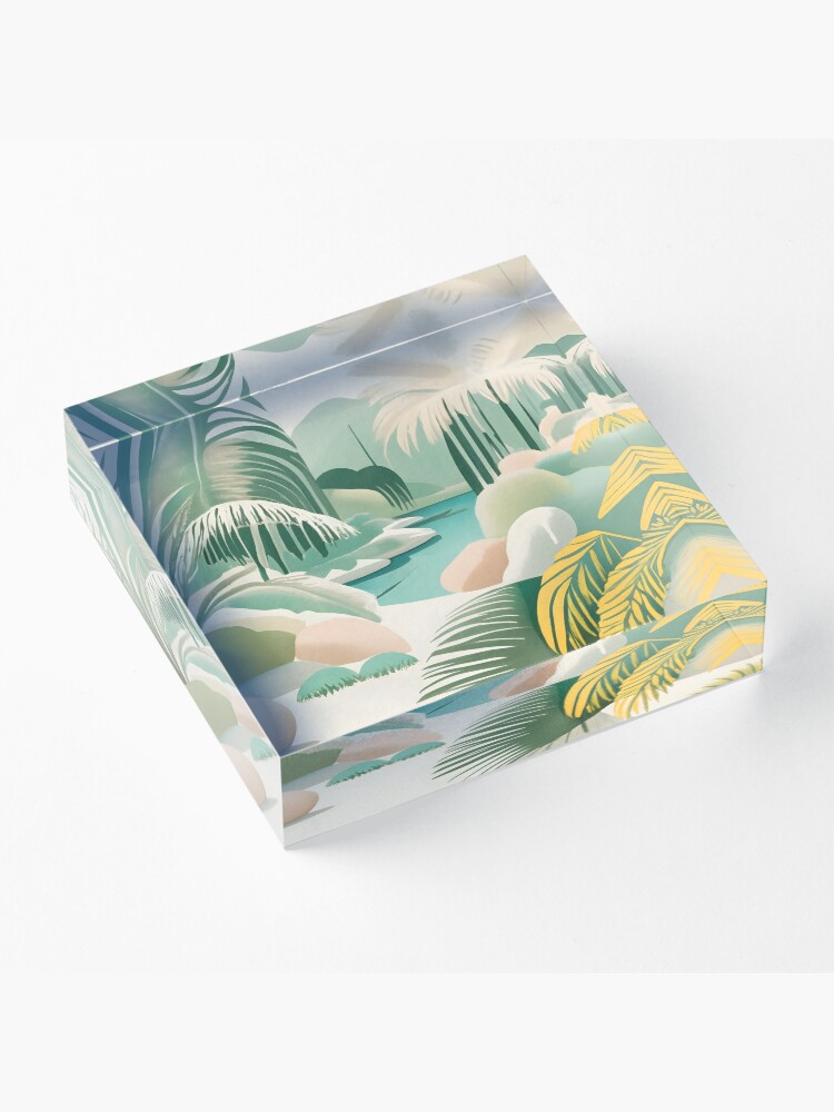 Thumbnail 3 of 5, Acrylic Block, Palm Landscape Drawing designed and sold by Patricks-Art.