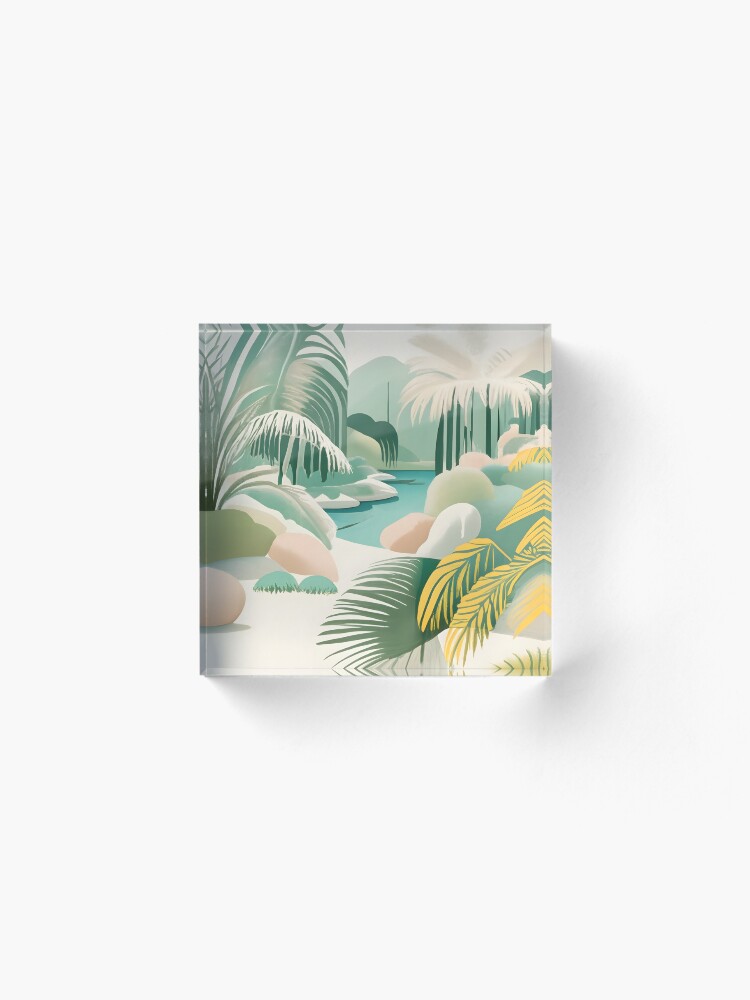 Thumbnail 2 of 5, Acrylic Block, Palm Landscape Drawing designed and sold by Patricks-Art.