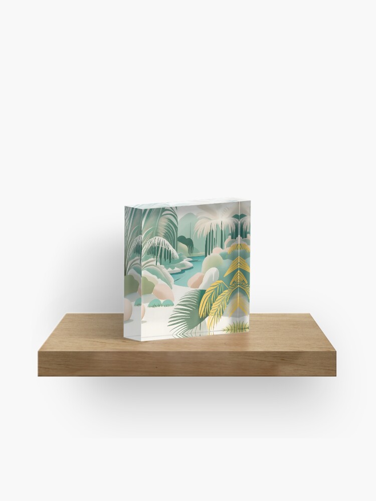 Thumbnail 1 of 5, Acrylic Block, Palm Landscape Drawing designed and sold by Patricks-Art.