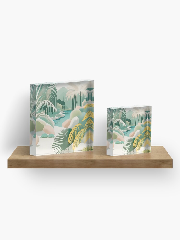 Thumbnail 4 of 5, Acrylic Block, Palm Landscape Drawing designed and sold by Patricks-Art.