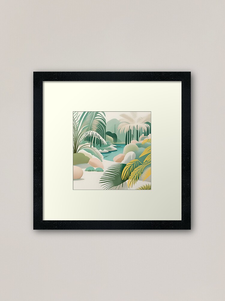 Thumbnail 1 of 7, Framed Art Print, Palm Landscape Drawing designed and sold by Patricks-Art.