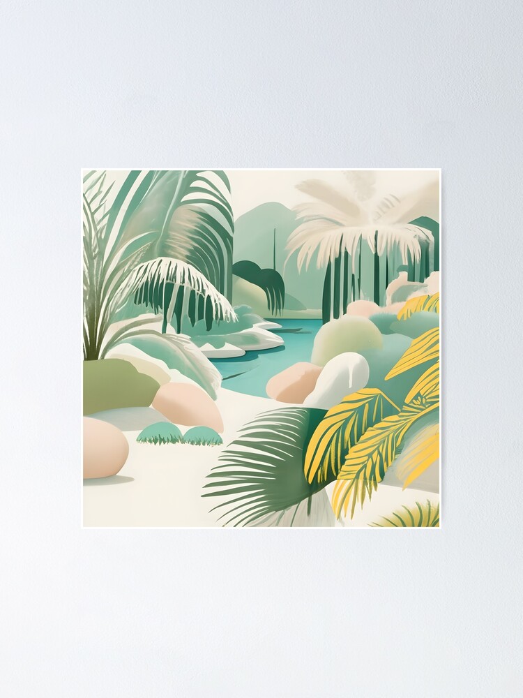 Thumbnail 1 of 3, Poster, Palm Landscape Drawing designed and sold by Patricks-Art.