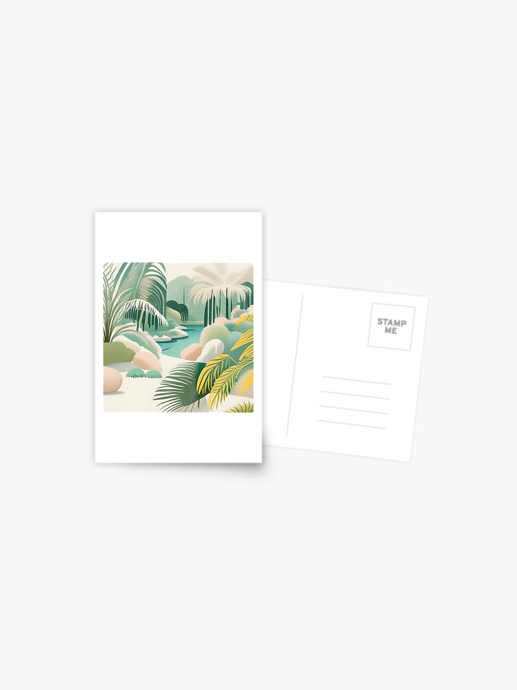 Thumbnail 1 of 2, Postcard, Palm Landscape Drawing designed and sold by Patricks-Art.