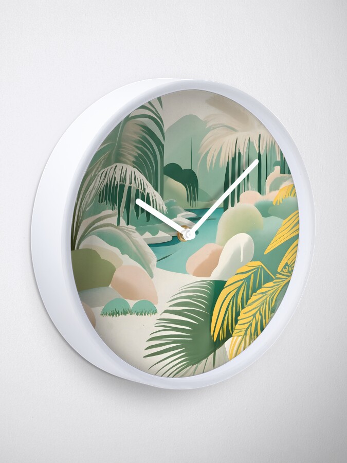 Thumbnail 1 of 4, Clock, Palm Landscape Drawing designed and sold by Patricks-Art.