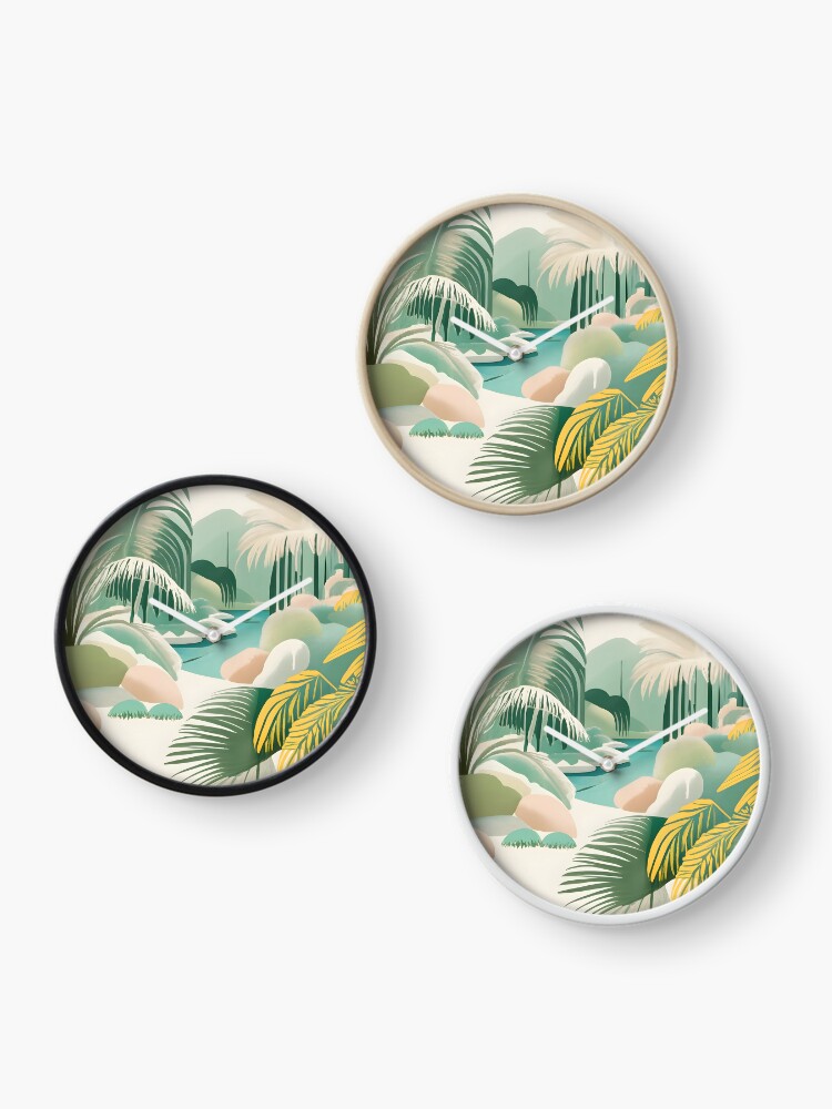 Thumbnail 3 of 4, Clock, Palm Landscape Drawing designed and sold by Patricks-Art.