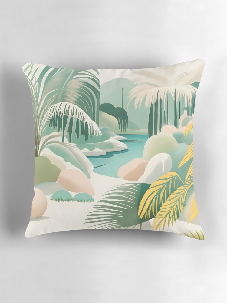 Thumbnail 3 of 4, Pillow, Palm Landscape Drawing designed and sold by Patricks-Art.