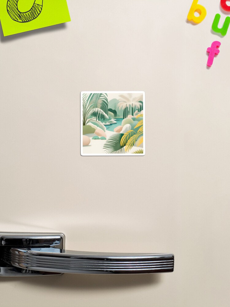 Thumbnail 1 of 3, Magnet, Palm Landscape Drawing designed and sold by Patricks-Art.