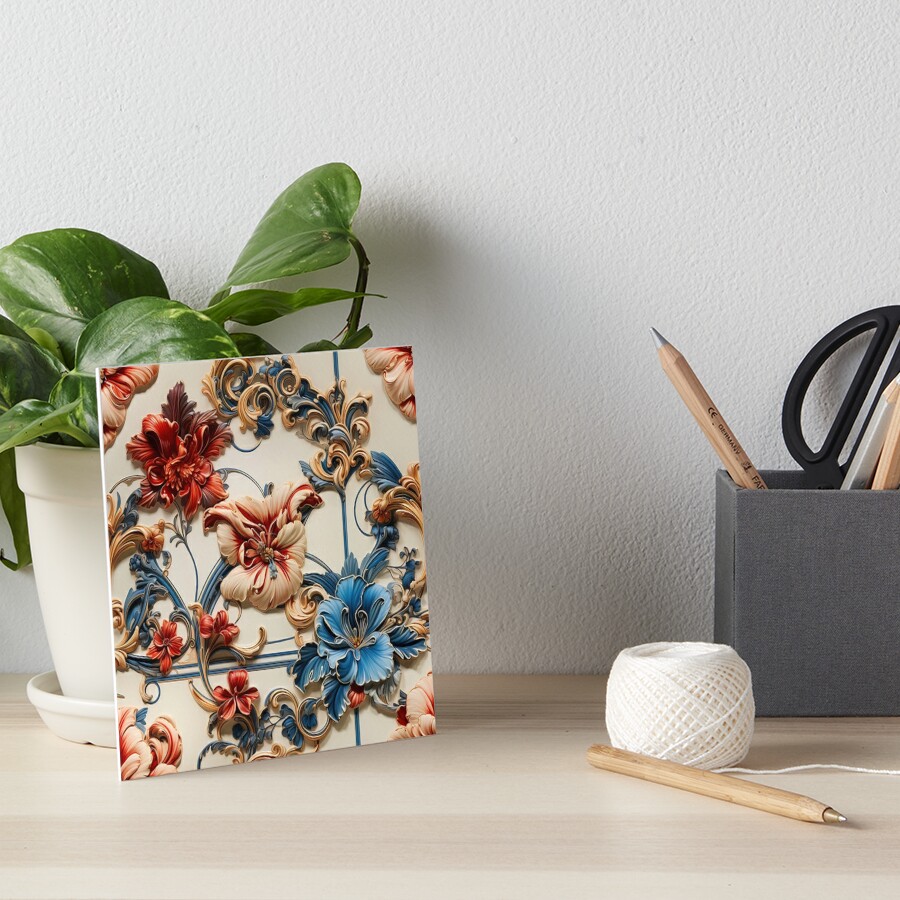 LV Tile 1 - Floral Symphony - red, white and blue on Ivory iPad