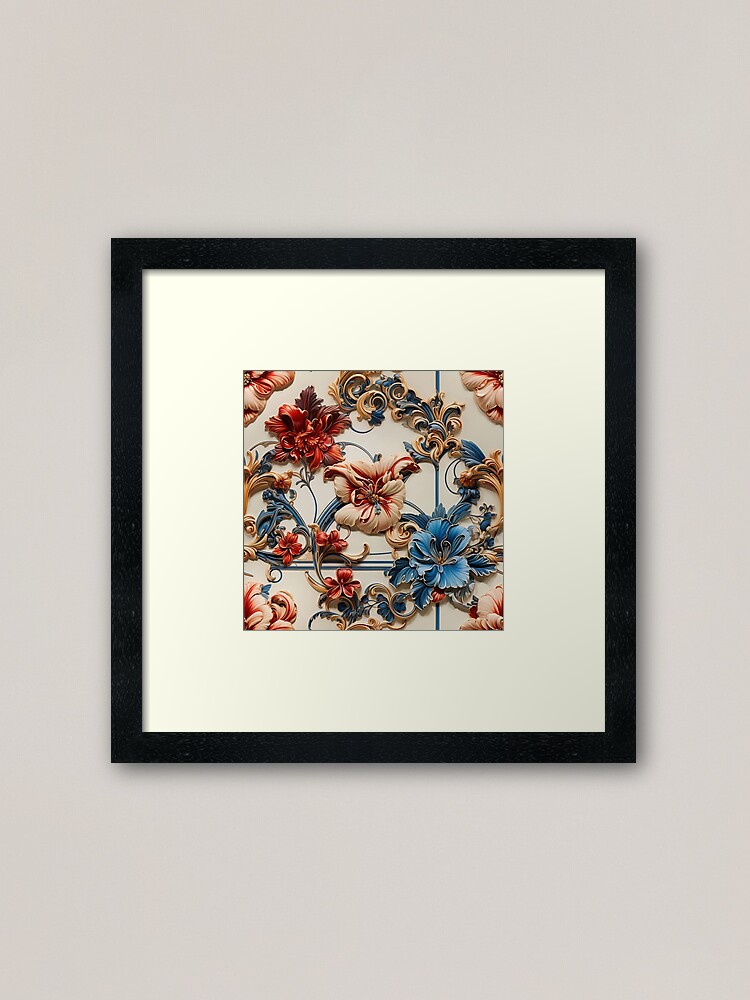 LV Tile 1 - Floral Symphony - red, white and blue on Ivory | Tapestry