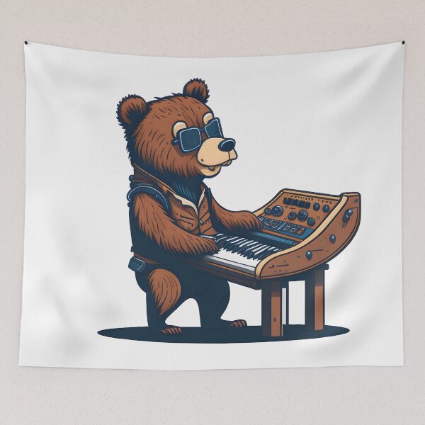 Item preview, Bear Playing Keyboard Instrument as the Keyboardist of the Bear Band designed and sold by ratchawoot.