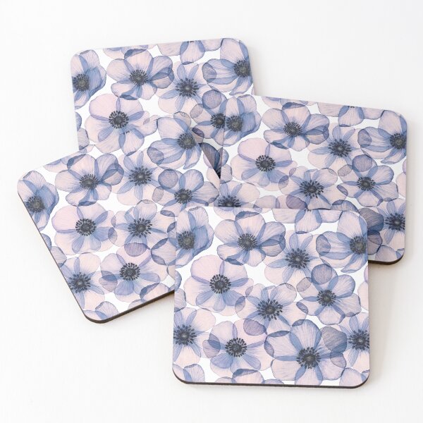 Item preview, Purple translucent Anemone watercolor print. Spring transparent Poppy flowers composition  designed and sold by likapix.