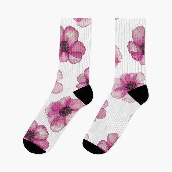 Item preview, Transparent Pink Anemones watercolor print. Translucent Poppy flowers spring romantic composition designed and sold by likapix.