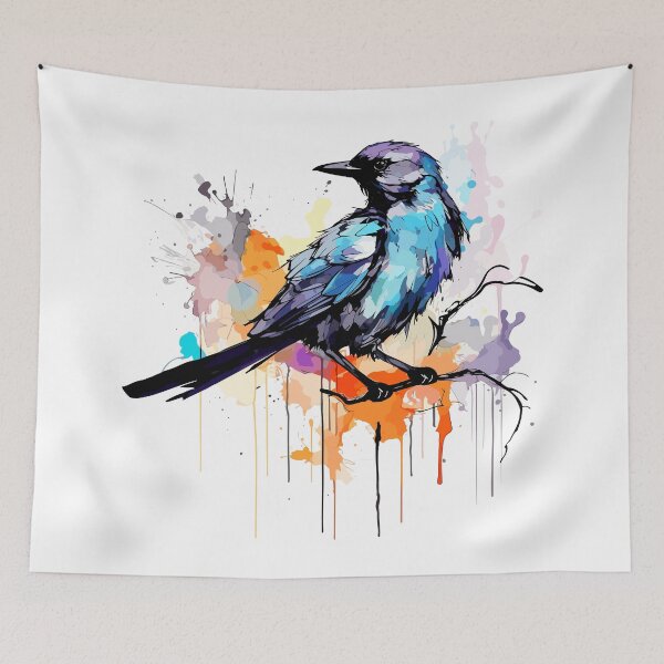 Item preview, butcherbird, colorful bird illustration designed and sold by Niktarka.