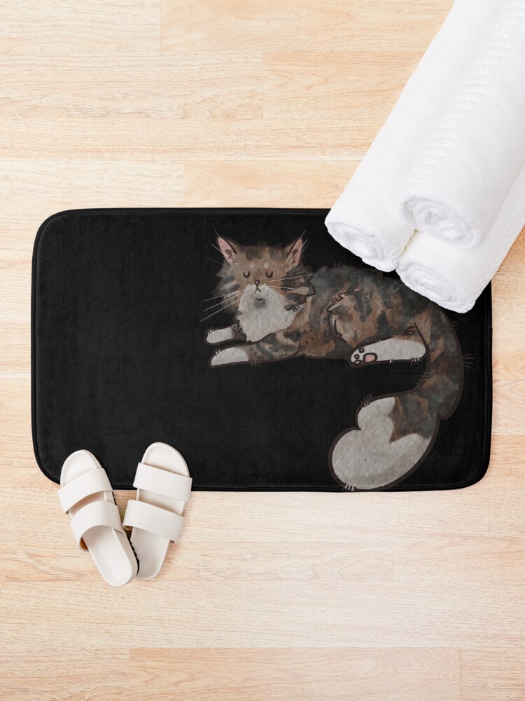 Bath Mat, Tabby Norwegian Forest Cat - Watercolor - Cat lovers gifts designed and sold by FelineEmporium
