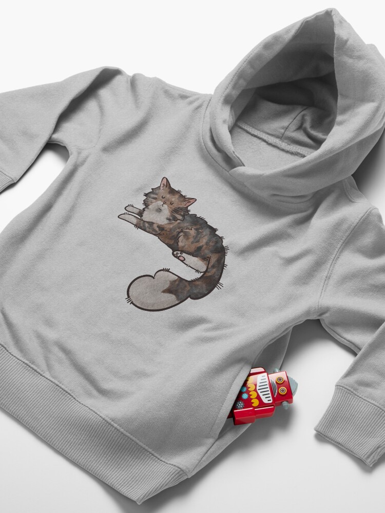 Thumbnail 4 of 5, Toddler Pullover Hoodie, Tabby Norwegian Forest Cat - Watercolor - Cat lovers gifts designed and sold by FelineEmporium.