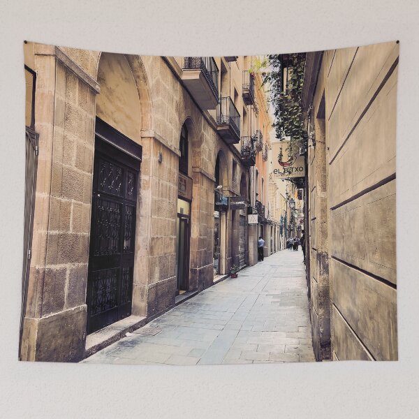 Item preview, Old town street in Barcelona designed and sold by Sasas Design.