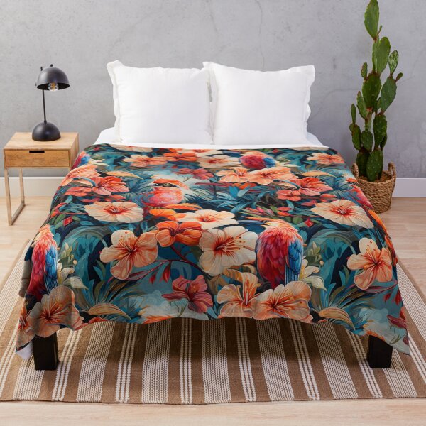 Item preview, Hawaiian Tropical Hibiscus Jungle Flowers Paradise and forest birds T-shirt designed and sold by spherex.