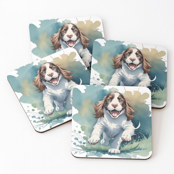 Item preview, English Springer Spaniel Running And Smiling With Joy Water Color Style designed and sold by Puristock.
