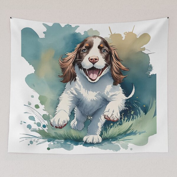 Item preview, English Springer Spaniel Running And Smiling With Joy Water Color Style designed and sold by Puristock.