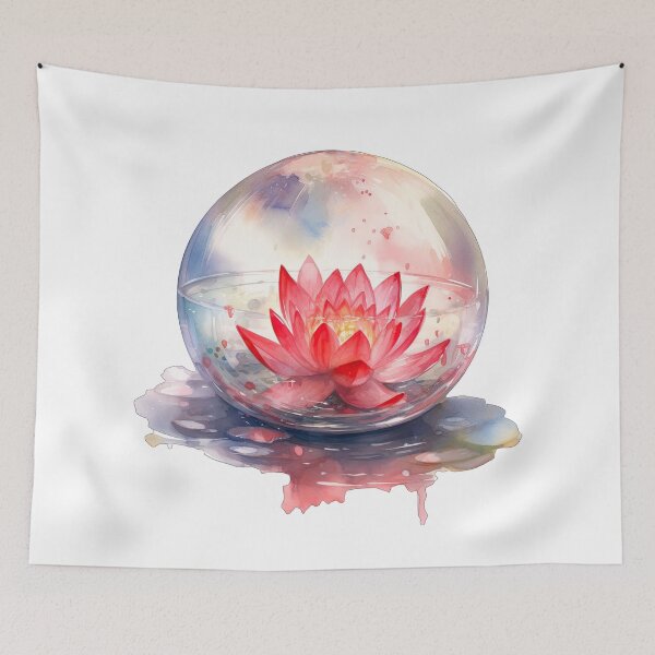 Item preview, Red Lotus Flower of the First Chakra - Watercolor Painting in Transparent Glass Ball designed and sold by TetianaArt.