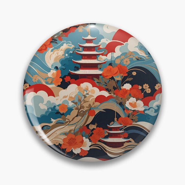 Artikelvorschau, Japanese Style Mountain Temple Pattern entworfen und verkauft von Seneku-Design.