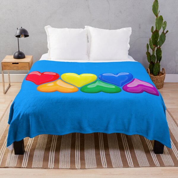 Item preview, Shiny hearts in LGBT rainbow colors block designed and sold by lathspell.