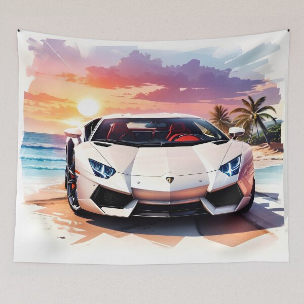 Item preview, Luxury Sports Car in Sunset Splendor designed and sold by Ceemko's Vintage Corner.