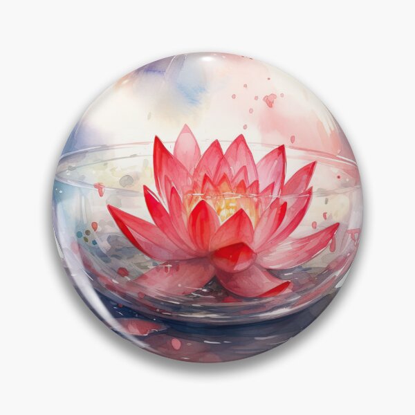 Item preview, Red Lotus Flower of the First Chakra - Watercolor Painting in Transparent Glass Ball designed and sold by TetianaArt.