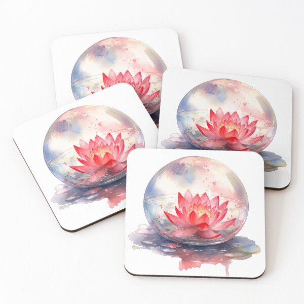 Item preview, Red Lotus Flower of the First Chakra - Watercolor Painting in Transparent Glass Ball designed and sold by TetianaArt.