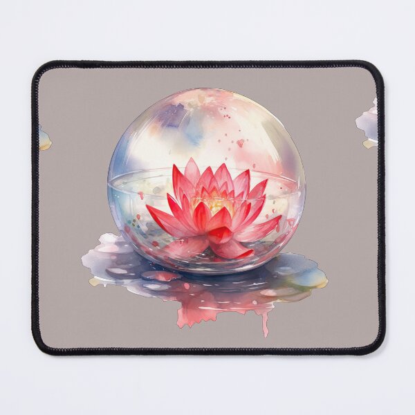 Item preview, Red Lotus Flower of the First Chakra - Watercolor Painting in Transparent Glass Ball designed and sold by TetianaArt.